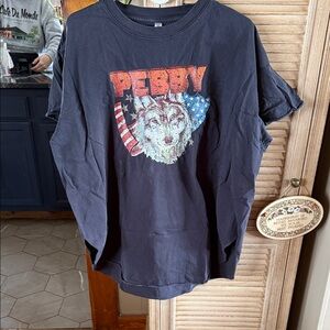 Pebby Forevee Wolf Graphic Tee - Black with Red, White & Blue